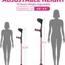 Lightweight Foldable Forearm Crutches, Height Adjustable Pink | 10-Level Adjustable Height Crutches With Open Cuff For Leg Injury Surgery Disabled