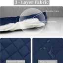 Easy-Going Full/Queen Size Reversible Quilt Set with 1 Quilt and 2 Pillow Shams, Soft Bed Quilt Cover, Water Resistant Lightweight Bedspread, Stain Resistant, Navy/Ivory