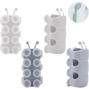 4 Pcs Silicone Shower Head Holder, Universal Relocatable Shower Head Suction Cup Holder, Wall Mount Adjustable Shower Holder for Bathroom Non Drilling