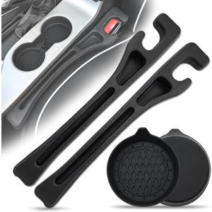 Car Seat Gap Filler with Car Cup Holder Coaster, No-Drop Seat Side Gap Seam Filler Organizer with Silicone Cup Holder Insert, Universal Fit Car SUV Truck Fill The Gap Between Seat & Console