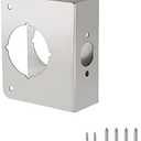 NAUBEA Door Reinforcement Plate, Stainless Steel, Fits 1-3/4" Doors, 2-3/8" Backset, Lock and Door Reinforcer Security, Door Knob/Lock/Latch/Deadbolt Cover Plate, Reinforce and Repair Wood/Metal Doors