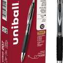 uniball 207 Retractable Gel Pens, Micro Point (0.5mm), Black, 12 Pack