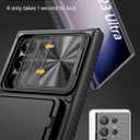 Vihibii for Samsung Galaxy S23 Ultra Case with Card Holder (4 Cards) & Sliding Camera Cover & Kickstand, Shockproof Rugged Hard Back & TPU Edge Wallet Cover for Galaxy S23 Ultra 5G 6.8" 2023, Black