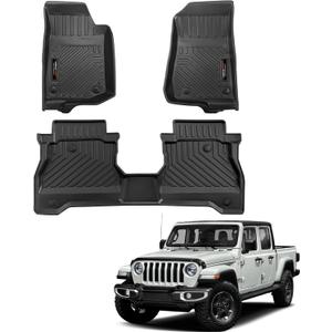 Custom for 2020-2025 2026 Jeep Gladiator JT Floor Mats 2 Rows All Weather Protection TPE for Jeep Gladiator Accessories (Floor Mats)