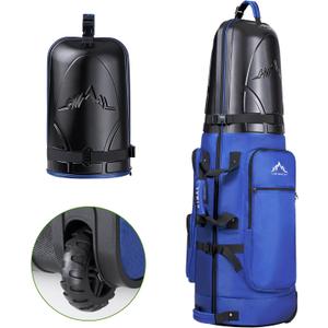 Golf Travel Bag with Hard Case Top, 1680D Heavy Duty Oxford Golf Club Travel Bags for Airlines with Wheels Easy to Maneuver (Blue)