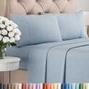 Queen Size 4 Piece Sheet Set - Comfy Breathable & Cooling Bed Sheets Set - Hotel Luxury Bedding for Women, Men, Kids, Teens, Boys & Girls - Deep Pockets, Soft & Wrinkle Free - Blue (Heathered Sheets)