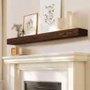 Fireplace Mantel Handmade, 3'' Thick Wall Decor Long Floating Shelf, 48inch Rustic Wood Shelf with Invisible Brackets, Brown, 48x3x8-hollow