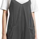 DNFUN Womens Sleeveless Rompers Loose Strap Shorts Overalls Oneise Outfits Summer Casual Jumpsuits (Medium, Darkgray)