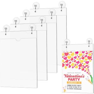 4 Pcs Acrylic Window Sign Holder, 8.5 x 11 Inch Hanging Acrylic Sign Holder, Wall Mount Paper Display Ad Frame with Tape,Mounting Screws,Suction Cups Hooks for Mall Office Store Restaurant