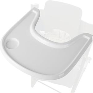Baby High Chair Tray Compatible with Stokke Tripp Trapp (V2+ Baby Set) Replacement Feeding Tray with Built-In Cup Holder, Smooth Surface for Strong Suction, BPA-Free & Dishwasher Safe - White