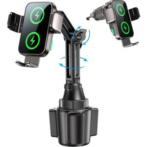 Dual Coil 15W Cup Phone Holder Mount,Wireless Car Charger Auto-Clamping Fast Charging Vent Phone Holders for Your Car for iPhone 17/16/15,Samsung Flip S25 S24 S23 S22 Ultra (Black)