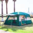 KTT Extra Large Tent 12 Person, Family Cabin Tents, 2 Rooms, 3 Doors and 3 Windows with Mesh, Straight Wall, Waterproof, Double Layer, Big Tent for Outdoor, Picnic, Camping, Family Gathering(Green)
