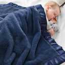 Pro Goleem Baby Boy Blanket, Fleece Baby Blankets for Boys with 2 Inch Satin Trim, Super Soft Plush Receiving Blanket for Infant Newborn, Cozy 30x40 Inch Stroller & Nursery Blanket,(Navy Blue)