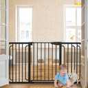 Cumbor 29.7-57" Extra Wide Baby Gate for Stairs, Mom's Choice Awards Winner-Dog Gate for Doorways, Pressure Mounted Walk Through Safety Child Gate for Kids Toddler, Tall Pet Puppy Fence Gate, Black (29.7-57"W x 30.5"H)