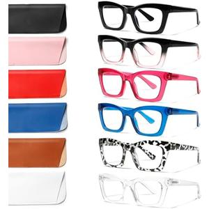 ZOECENT 6 Pack Oprah Style Reading Glasses for Women Blue Light Blocking Computer Square Readers with Spring Hinge (Mix Color, 2.50, x)