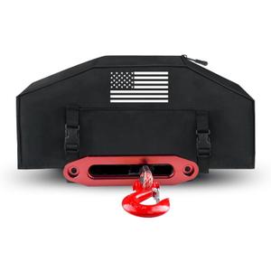 900D Winch Cover with Flag Pattern, Heavy Duty Waterproof Winch Cover fit for Electric Winches 8000-12000lbs, Indoor/Outdoor Winch Accessories