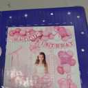 Pink Photo Booth Props for Girls, Pink Bow Birthday Party Decorations, White Balloons, Glitter Banner, Lightpink Themed Party Supplies