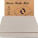 Stone Bath Mat Large, Diatomaceous Earth Shower Mat, Non-Slip Super Absorbent Quick Drying Bathroom Floor Mat, 2 Pack,23.62x15.35, Greyish White