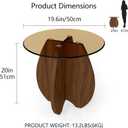 MDF Frame Coffee & Side Table with Tempered Glass Top, 19.9" x 19.6" x 20"