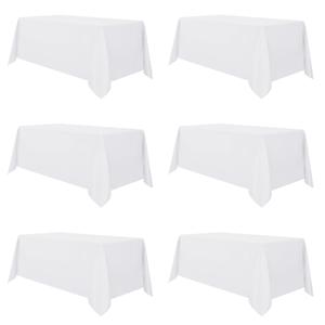 sancua 6 Pack White Tablecloth 90 x 132 Inch - Rectangle Table Cloth for 6 Feet Tables Stain and Wrinkle Resistant Washable Polyester Table Cover for Dining Wedding Banquet Party Buffet Restaurant