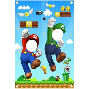 Mario Photo Door Banner Mario Face Photography Banner Background Mario Birthday Party Supplies