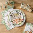 350 Pieces Woodland Baby Shower Decorations Set Serves 50 Guests, Forest Theme Party Supplies Tableware with Plates, Cups, Napkins, Disposable Tableware