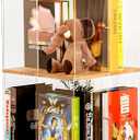 Rotating Bookshelf, 360 Degree Revolving Bookcase, 4-Tier Spinning Bookshelf, Clear Acrylic & Solid Wood Rotating Bookcase for Kids Playroom, Bedroom and Living Room, Square