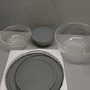 7pc Ribbed Glass Mixing Bowls with Leakproof Airtight Lids - BPA-Free Meal Prep Stackable Space Saving Nesting, Kitchen Baking Food Storage & Serving Containers - Microwave, Freezer, Dishwasher Safe.