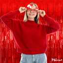 4 Pack 3.2Ft x 8.2Ft Red Fringe Curtain Backdrop, Sparkle Metallic Tinsel Foil Fringe Streamers Background for Photo Booth Birthday Wedding Baby Shower Halloween Christmas Party Decorations