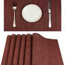 Red-A Placemats Set of 6 for Dining Table Heat-Resistant Washable Place Mats Woven Vinyl Kitchen Table Mats Easy to Clean,Wine red