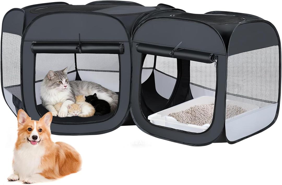 Cat Playpen, Cat Cage, Cat Crates for Indoor Cats, Cat Kennel Enclosure-L | 2 in 1 Cat Play Pen, Collapsible Cat Cage Crate for Indoor Cats, Independently Usable Cat Tents, Cat Enclosure Kitten Playpen