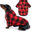 Dog Basic Hoodie Soft Dog Clothes Cold Weather Sweaters for Medium Large Dogs Cozy Fabric Warm Sweatshirt with Leash Hole (Red Plaid, M (Back: 16.54",Chest: 22.05", Neck: 16.54")) (Medium (10-20 lbs))