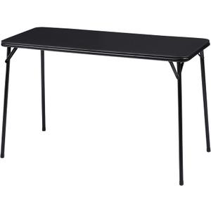VECELO Folding Table Desk 47 with Collapsible Legs & Vinyl Upholstery, No Assembly Needed, Metal, Black