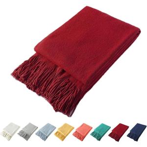 Homiest Decorative Knitted Throw Blanket with Fringe, Lightweight Blanket Acrylic Knit Blanket, Soft & Cozy Tassel Blanket for Couch Sofa Bed (Red, 60 x 80 Inch)