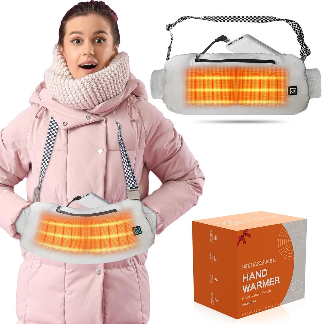 Heated Hand Warmer Pouch, 10000mAh Electric Heated Hand Muff, Rechargeable Portable Power Bank Hand Warmer with 3 Levels Heating for Football, Hunting,Fishing,Camping.
