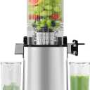 Masticating Juicer,5.3" Inch Feeding Chute Supports Whole Fruits and Vegetables, 350W Slow Cold Press Juicer,Self Feeding Effortless for Batch Juicing, High Juice Yield for Home