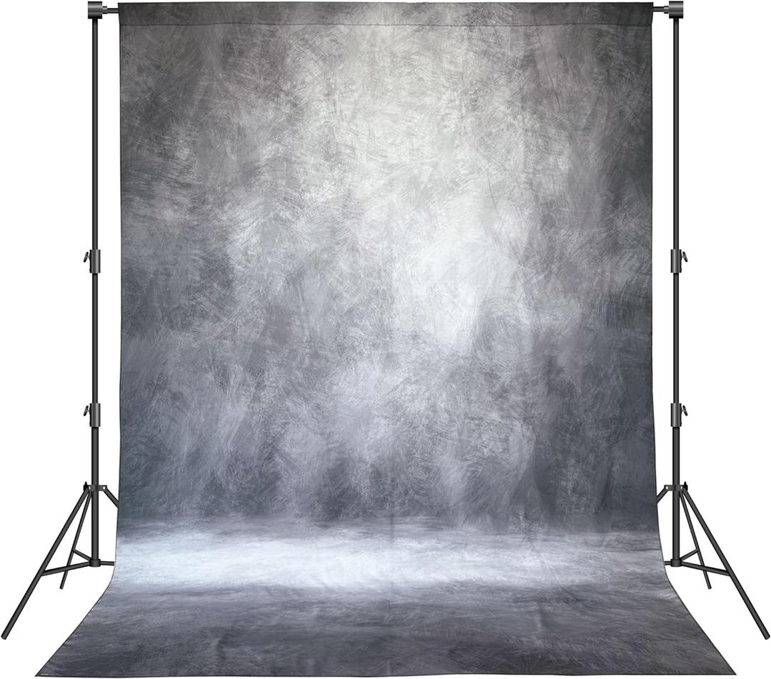 Abstract Professional Photography Backdrop for Portrait Photo Props Booth Background Photoshoot Studio with Polyester Fabric Roller Pocket on Top (8x10ft, Grey, No Stand)