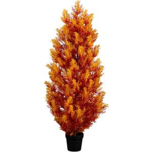 Nearly Natural 4ft UV Resistant Autumn Artificial Fall Cedar Tree - Indoor/Outdoor