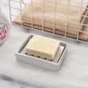 TOPSKY Ceramic Soap Dish Holder Stainless Steel for Bathroom, Double Layer, Self-draining Soap Tray, Say No to Mushy Soap, Easy Cleaning. (White)
