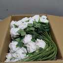 InnoGear 100 Pcs White Roses Artificial Flowers, Fake Velvet Silk Rose Bulk Faux Flower for Decoration DIY Wedding Centerpieces Proposal Bridal Bouquets Shower Party Home Floral Decor (100, White)