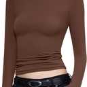 PUMIEY Women's Long Sleeve T Shirts Crew Neck Slim Fit Tops Sexy Basic Tee Smoke Cloud Pro Collection (Large)