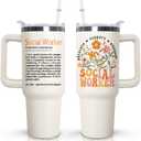 Ceovfoi Social Worker Tumbler with Handle Lid and Straw,40 Oz Social Worker Tumbler Water Bottle Travel Coffee Cup Mug,Social Workerr Gifts for Women