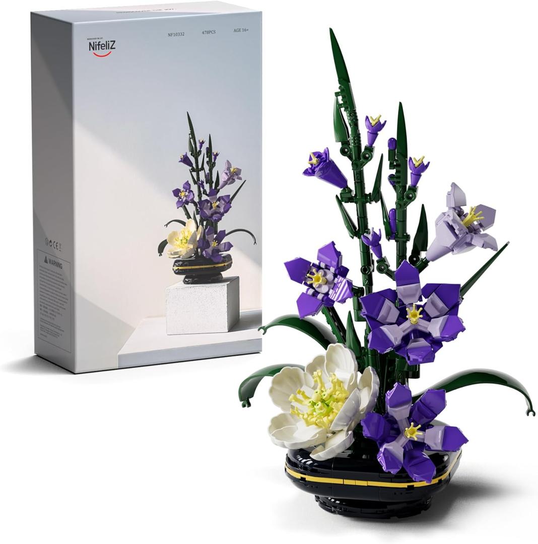 Nifeliz Gladiolus Flower Building Set, Botanical Flower Model Toy for Adults, Home and Office Table Dcor, Nature-Inspired Gift for Plant Lovers (478 PCS, NF10332)