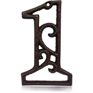 4.6 Inch Cast Iron Number, Premium Hollow Out Decorative Numbers for House Garden Bar, Number 1