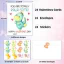 2 x Dinosaur Valentines Day Cards Gifts for Kids School, 24 Pack Dinosaur Valentine Classroom Exchange Cards for Boys Girls