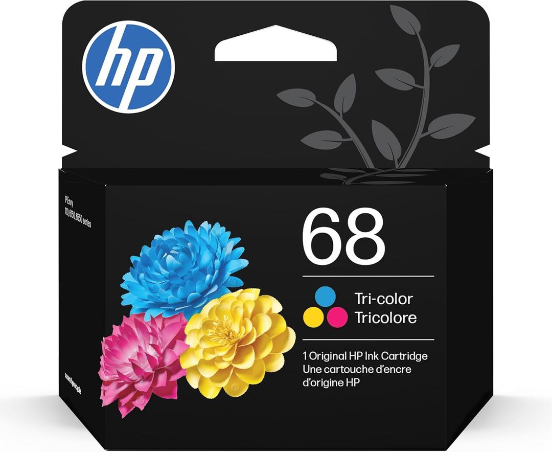 HP 68 Tri-Color Ink Cartridge | Works Envy 6100e, 6500e Series | Eligible for Instant Ink | 7FP20TN | Packaging May Vary (Cyan,Magenta, Yellow)