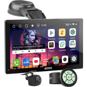 ATOTO P9 AI Voice Support, 4G LTE WiFi Android Digital Media Receivers, 4G+32G Wireless CarPlay & Android Auto Car Stereo, 7inch QLED, Dual BT, GPS Tracking, HDMI Input,1080P Rear Camera,P907PR-S2