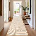 Modern Rug 2.5x10 Runners for Hallways, Abstract Kitchen Runner Rugs Non Slip Bath Runner, Rainbow Washable Rug for Bedroom, Soft Long Rugs for Entryway Bathroom Laundry Dorm, Orange