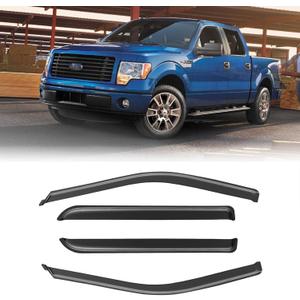 Window Visors Rain Guards 2009-2014 F-ord F150 SuperCrew Cab, Window Wind Deflectors 2010-2014 SVT Raptor SuperCrew Cab Out-Channel Vent Visor Shades Vent Shades Sun Rain Guard