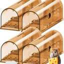 Motel Mouse Humane No Kill Live Catch and Release Mouse Traps, Reusable with Cleaning Brush - 4 Pack